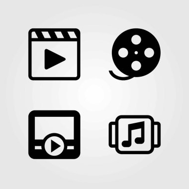 Teknoloji vektör simgeleri ayarlayın. müzik çalar, film rulo ve film oyuncu