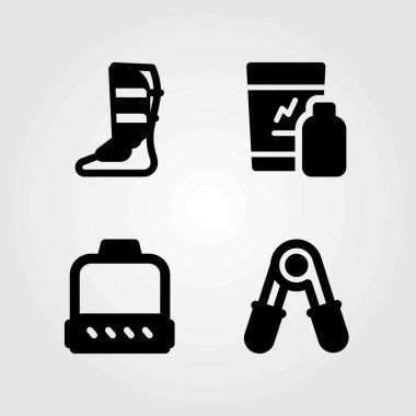 Fitness vektör simgeler kümesi. kasnak, sarsıntı ve shinpad