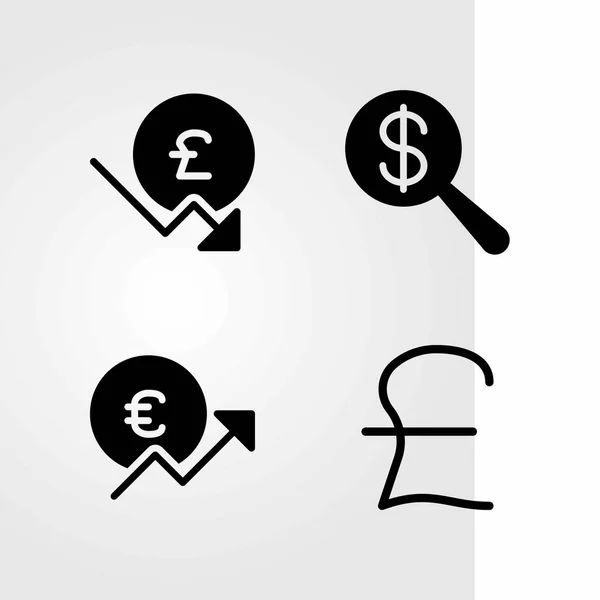 Sign vector icons set. dollar, pound sterling and euro — Stock Vector
