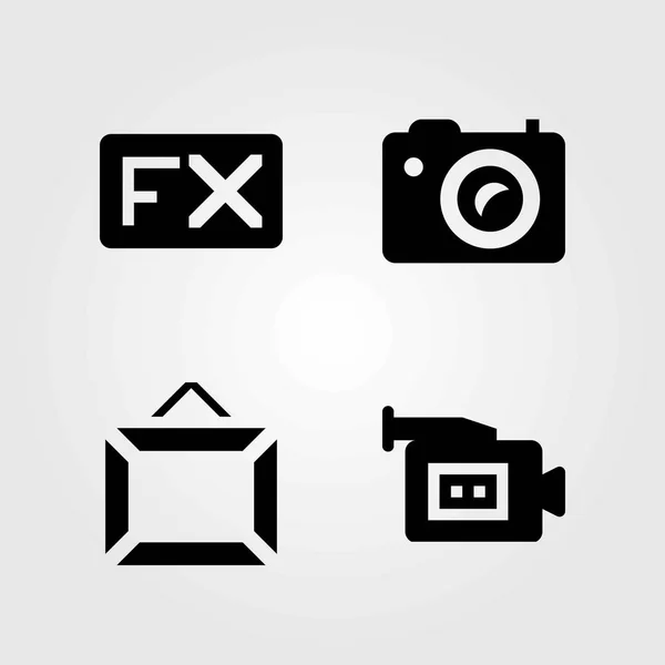 Conjunto de iconos vectoriales multimedia. marco, cámara fotográfica y fx — Vector de stock