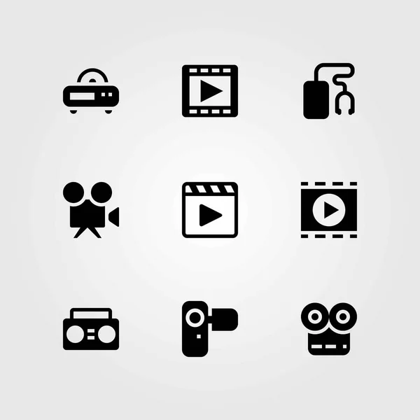 Teknik vektor ikoner set. musikspelare, kamera och radio — Stock vektor