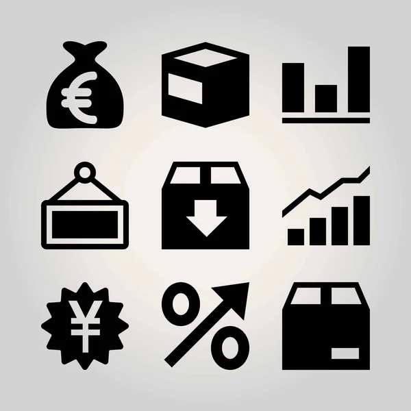 Ensemble d'icônes vectorielles shopping. analytique, pourcentage, sac d'argent et analutique — Image vectorielle