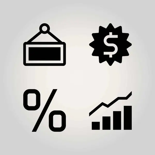 Technologia wektor zestaw ikon. procent, analytics, znak i Dolar — Wektor stockowy
