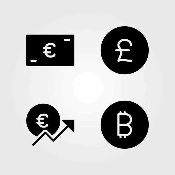 Conjunto de ícones vetoriais de sinais. libra esterlina, euro e moeda —  Vetores de Stock