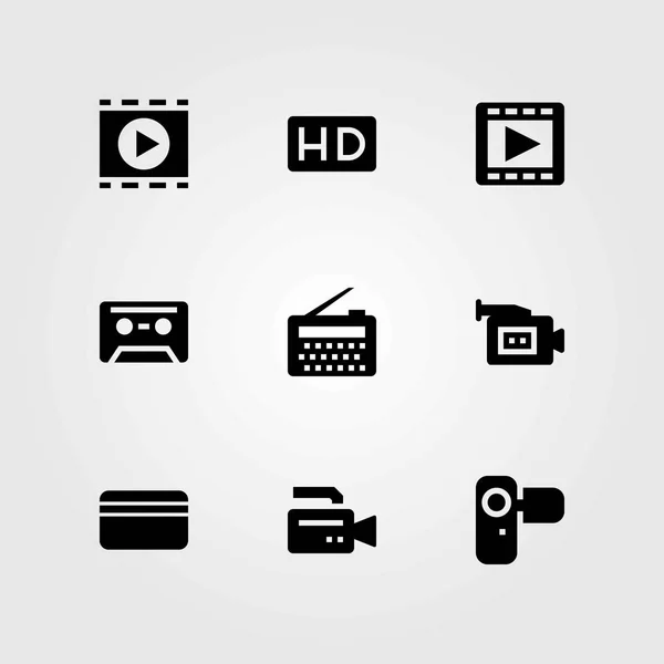 Technology vector icons set. camera, radio and video camera — Stock Vector