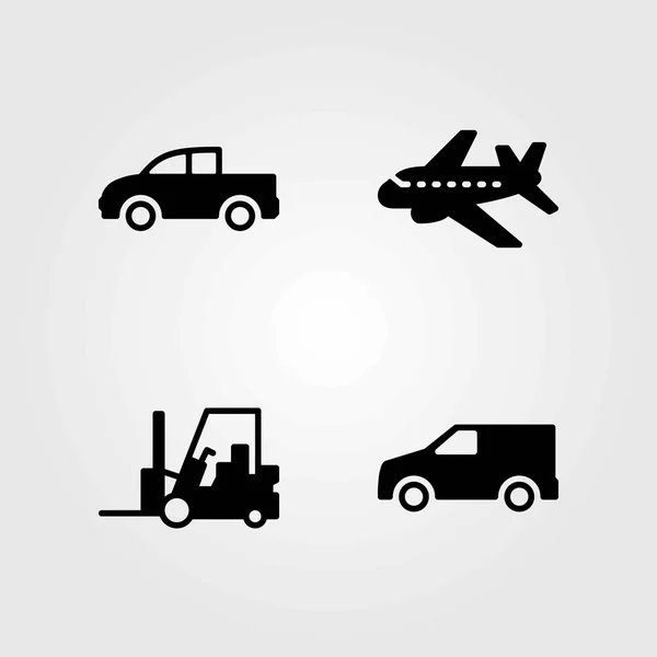 Conjunto de iconos vectoriales de transporte. camioneta, camioneta y camioneta — Archivo Imágenes Vectoriales