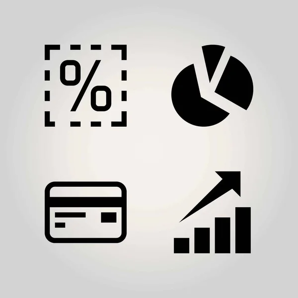 Teknik vector Ikonuppsättning. procent, cirkeldiagram, vinster och kreditkort — Stock vektor