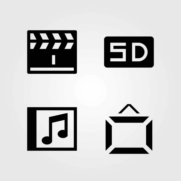 Multimedia vector icons set. CD, sd-kaart en Filmklapper — Stockvector