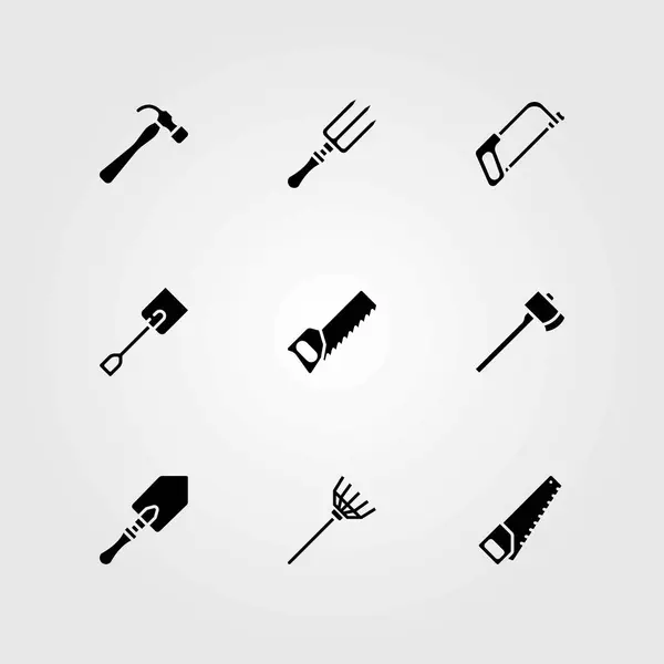 Набір іконок саду. лопата, граблі і виделка — стоковий вектор