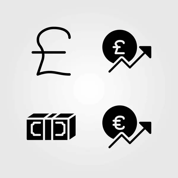 Sign vector icons set. pound sterling, euro and dollar — Stock Vector