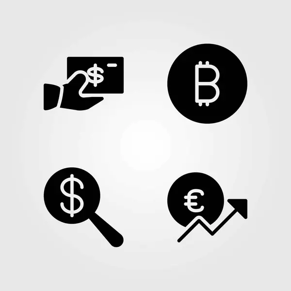 Sign vector icons set. dollar, coin and euro — Stock Vector