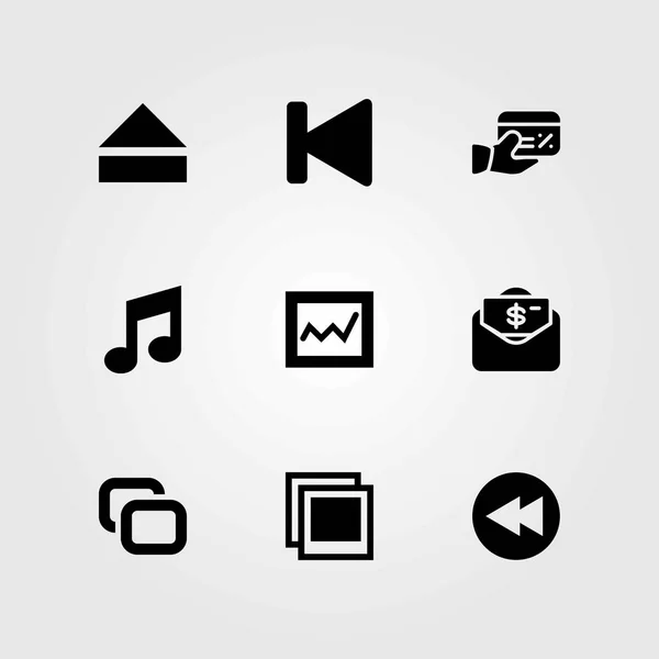 Buttons vector icons set. analytics, eject and money — Stock Vector