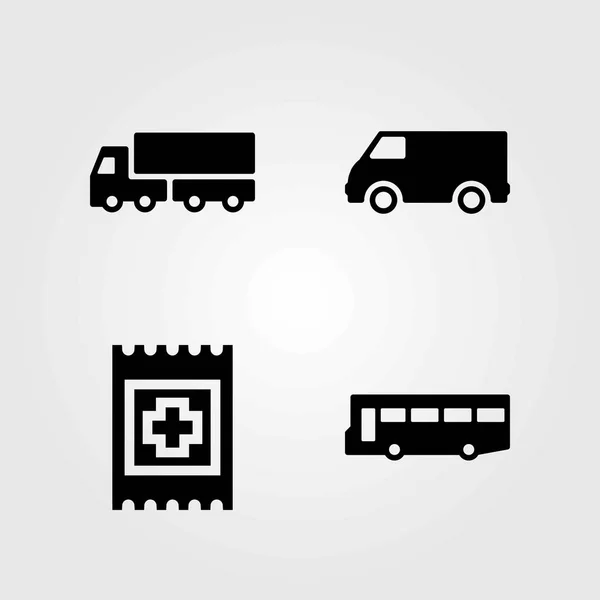 Dopravní vektorové ikony nastavit. pomoc, auto a van — Stockový vektor
