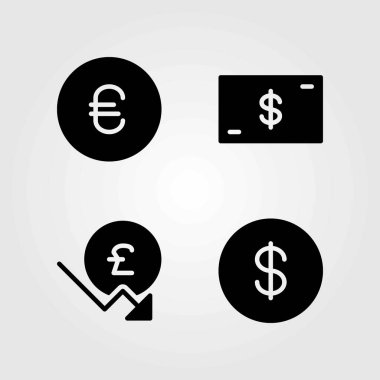 İşareti Icons set vektör. para, sikke ve dolar para