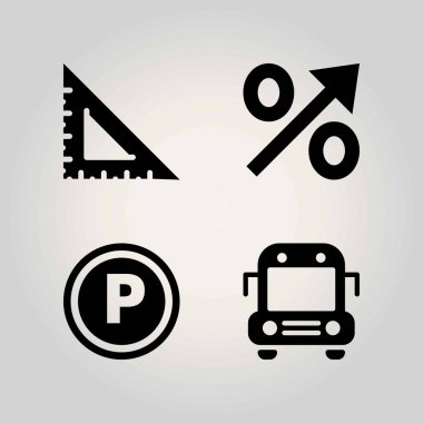 Okul vektör Icon set. set Meydanı, işaret ve park