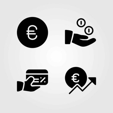 Para vektör simgeler kümesi. paralar, kredi kartı ve euro