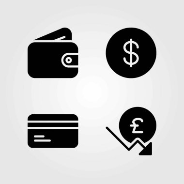 Para vektör simgeler kümesi. bozuk para, Doları para ve kredi kartı