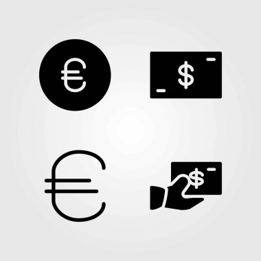 Para vektör simgeler kümesi. Euro, para ve Doları