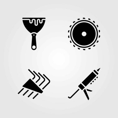 Araçlar Icons set vektör. Blade, kazıyıcı ve allen anahtarlar gördüm