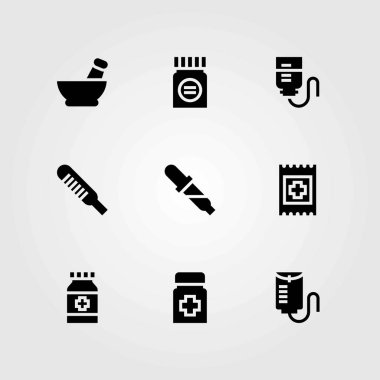 Tıp vektör simgeler kümesi. Tıp, yardım ve harç