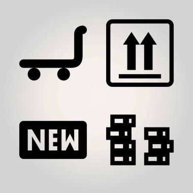 İşaretler Icon set vektör. işaret, para, paket ve arabası