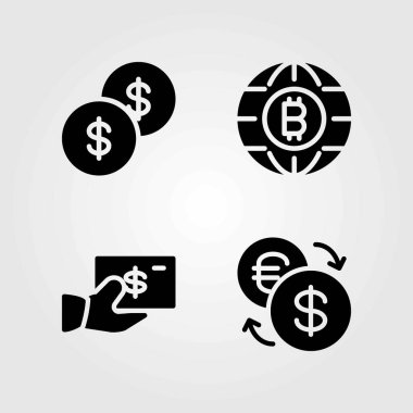 Banka vektör simgeler kümesi. dolar, dolar para ve para