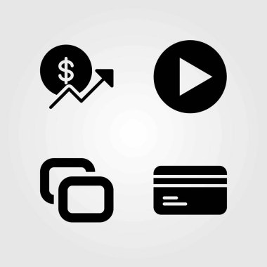 Düğmeleri Icons set vektör. kopya, bozuk para ve kredi kartı