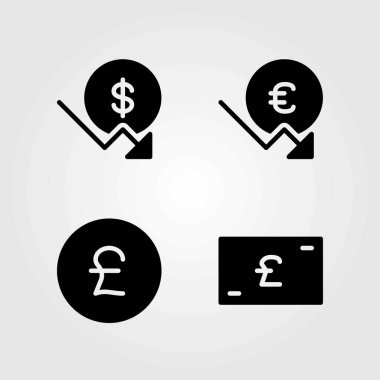 Düğmeleri Icons set vektör. dolar, euro ve pound sterling