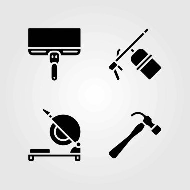 Araçlar Icons set vektör. Kaynakçı, kazıyıcı ve chop gördüm