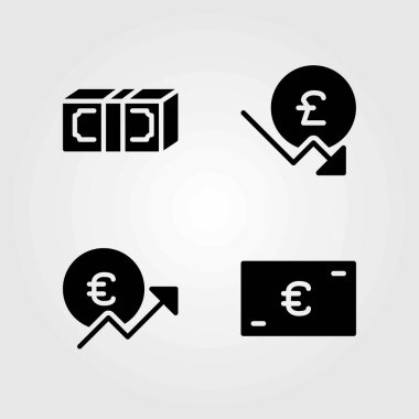 İşareti Icons set vektör. Euro, para ve Doları