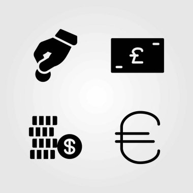 Para vektör simgeler kümesi. Euro, bağış ve sikke