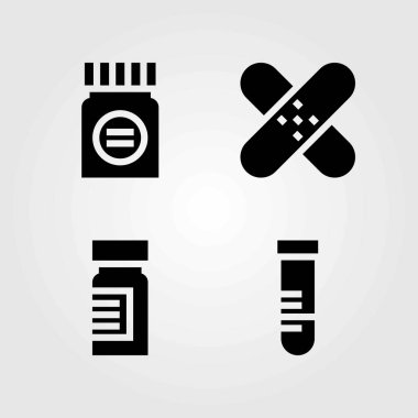 Tıp vektör simgeler kümesi. tüp, tıp ve yama