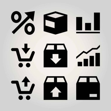 Alışveriş vektör Icon set. alışveriş sepeti, analytics, analutics ve paket