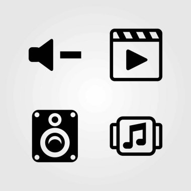 Multimedya vektör simgeler kümesi. birim, müzik çalar ve film oyuncu