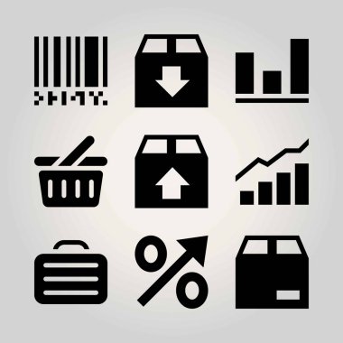 Alışveriş vektör Icon set. dava, sepet, Evrak Çantası'nı ve paket