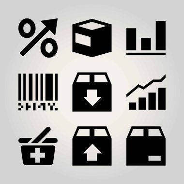 Alışveriş vektör Icon set. analutics, baket ve analytics alışveriş sepeti,