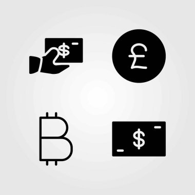 Para vektör simgeler kümesi. Sterlini, sikke ve Doları