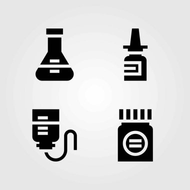 Tıp vektör simgeler kümesi. sayaç, nazal sprey ve tıp