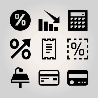 Teknoloji vektör Icon set. Tablo, lamba, ok ve persentage