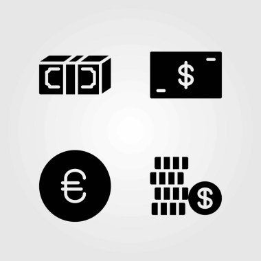 Para vektör simgeler kümesi. dolar, para ve euro