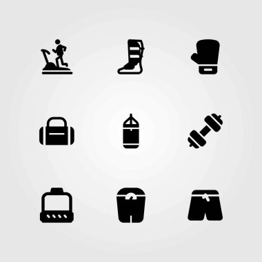 Fitness vektör simgeler kümesi. ölçek, kasnak ve koşu bandı