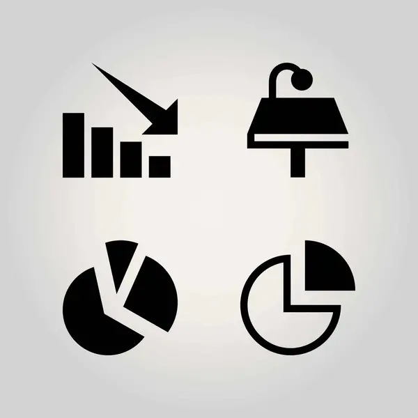 Conjunto de ícones vetoriais tecnológicos. gráfico, perda, tabela e lâmpada —  Vetores de Stock