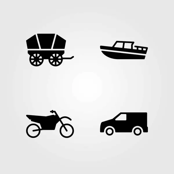 Μεταφορές διάνυσμα εικόνες set. άθλημα ποδήλατο, το αυτοκίνητο και το βαγόνι — Διανυσματικό Αρχείο