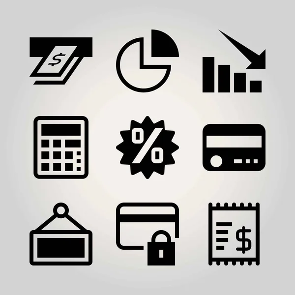 Conjunto de ícones vetoriais tecnológicos. gráfico, dispersão, calculadora e fatura — Vetor de Stock