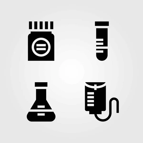 Medical vector icons set. test tube, drop counter and tube — Stock Vector