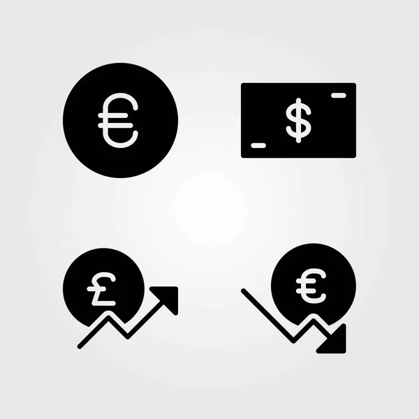 Ensemble d'icônes vectorielles bancaires. euro, livre sterling et dollar — Image vectorielle