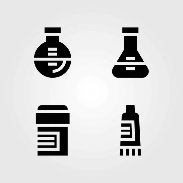 Ensemble d'icônes vectorielles médicales. fiole, crème et pilules — Image vectorielle