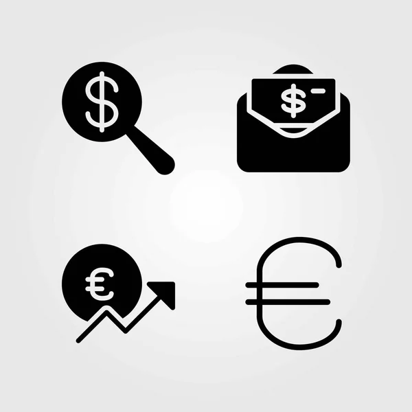 Conjunto de iconos de vector de dinero. dinero, euro y dólar — Archivo Imágenes Vectoriales