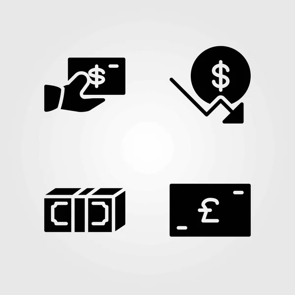 Tecken vektor ikoner set. pengar, pundet och dollarn — Stock vektor