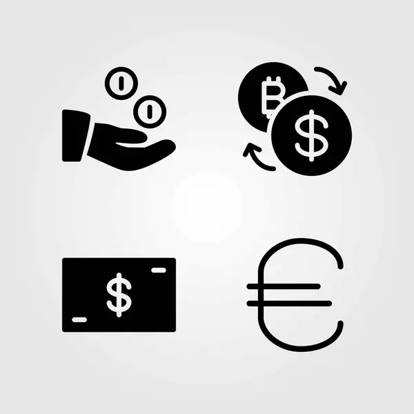 Bank vector icons set. dollar, euro en geld — Stockvector